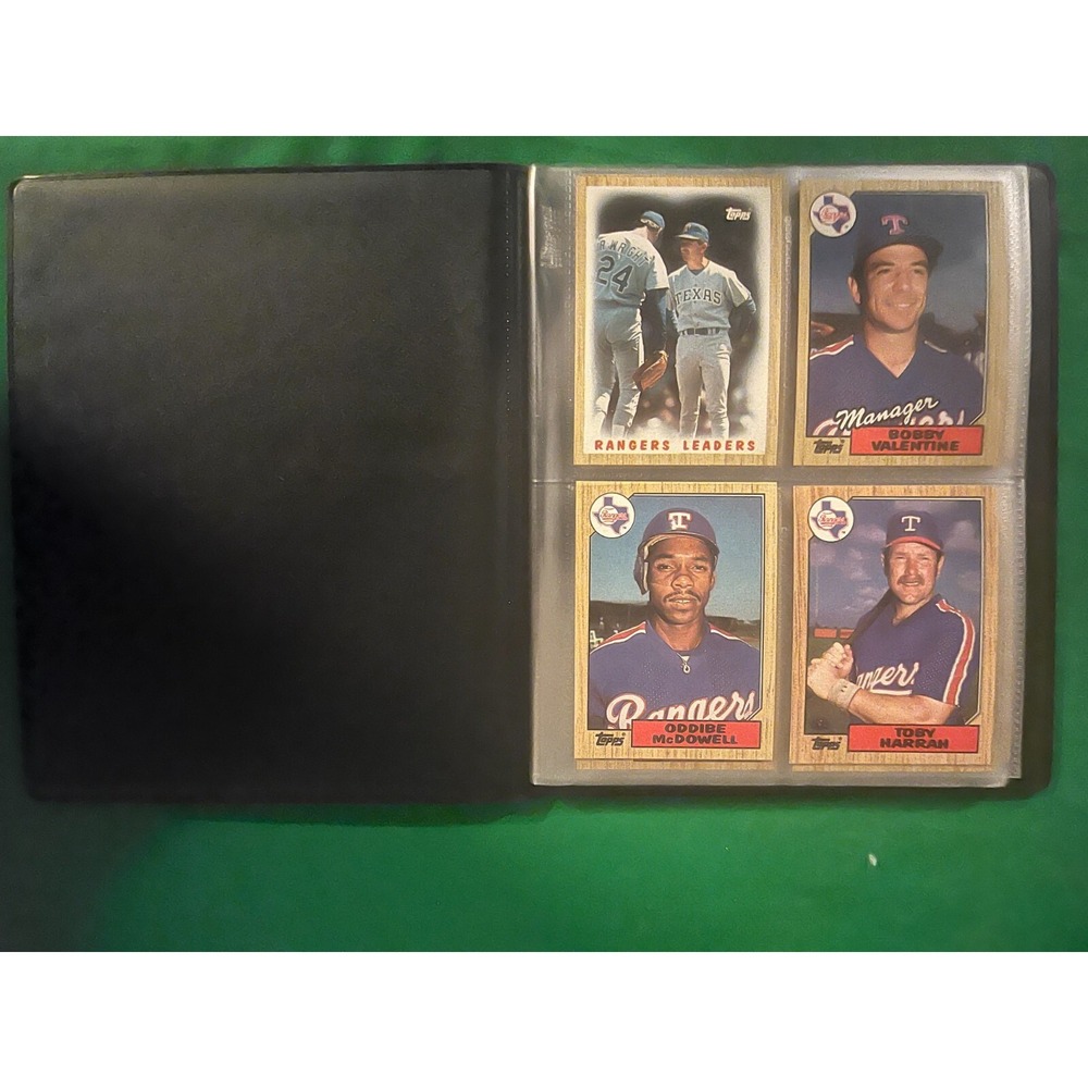 Texas Rangers 1987 Topps Team Set with 40 card collector album.